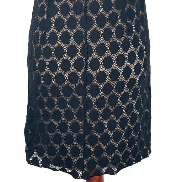 Agb SLEEVELESS POLKA DOT LACE OVERLAY ROUND NECK SHIFT DRESS BLACK/BEIGE 16 EUC - Picture 9 of 15
